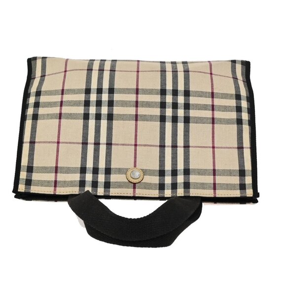 BURBERRY Logo Nova Check Hand Tote Bag Canvas Leather Beige Black 05KA814 - Picture 5 of 16